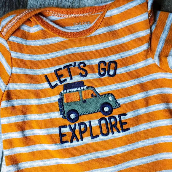 Carter's Baby Boy 6m 6 months Cotton Striped Bodysuit Bundle Orange Blue NWOT - Picture 6 of 12
